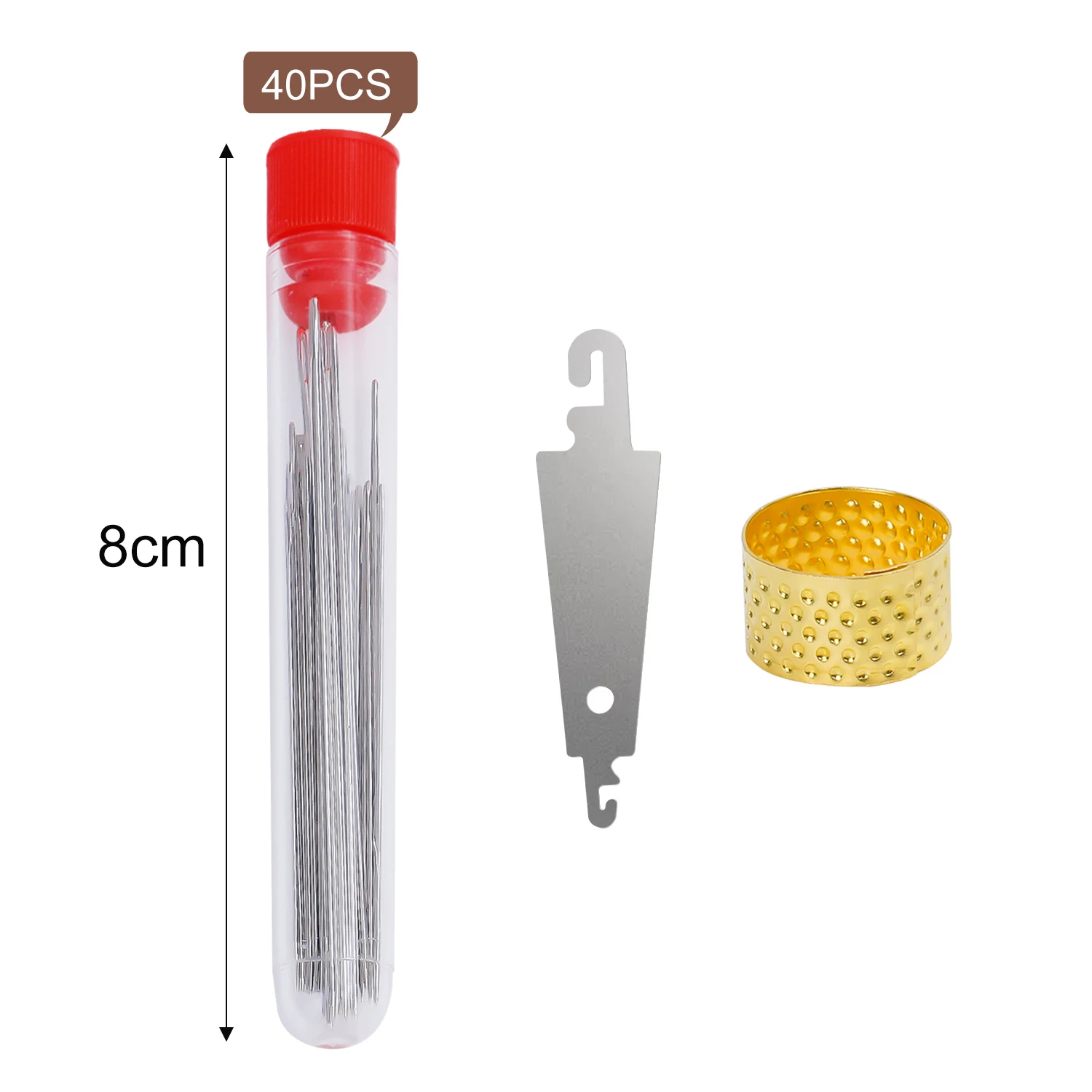 סט מחטות תפירה עם מחט נקבה מחט עליונה עין גדולה מחטות תפירה מפלדת אל-חלד ביתיות DIY ציוד תפירה לבגדים