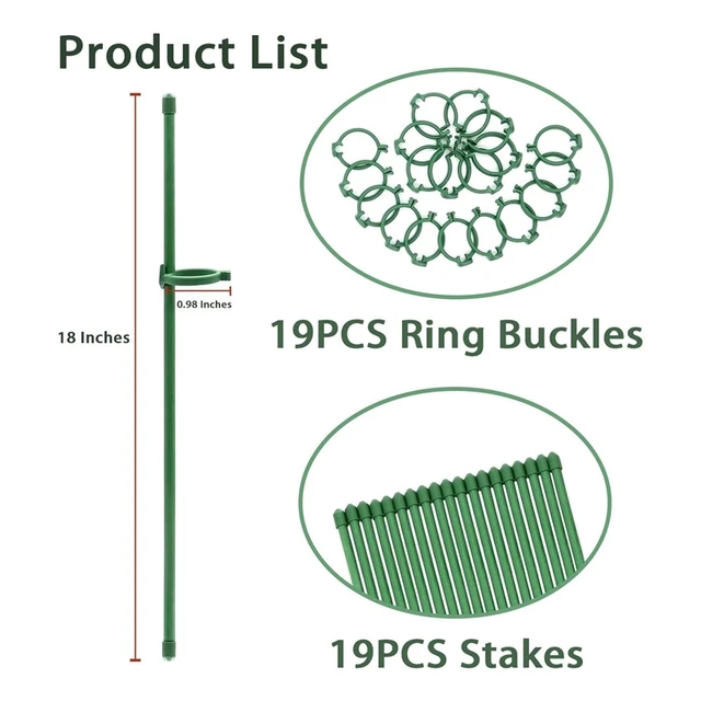 Növénytáblák Zöld Állítható Kerti Egy Szárú Növényi Tartó Tét, 19 db Botok Gyűrűkkel Beltéri - Image 5