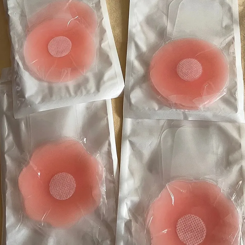 4pcs Silicone Lift Up Nipple Cover Women Intimates Flower Round Shape Chest Patch Invisible Reusable Self Adhesive Bra Stickers