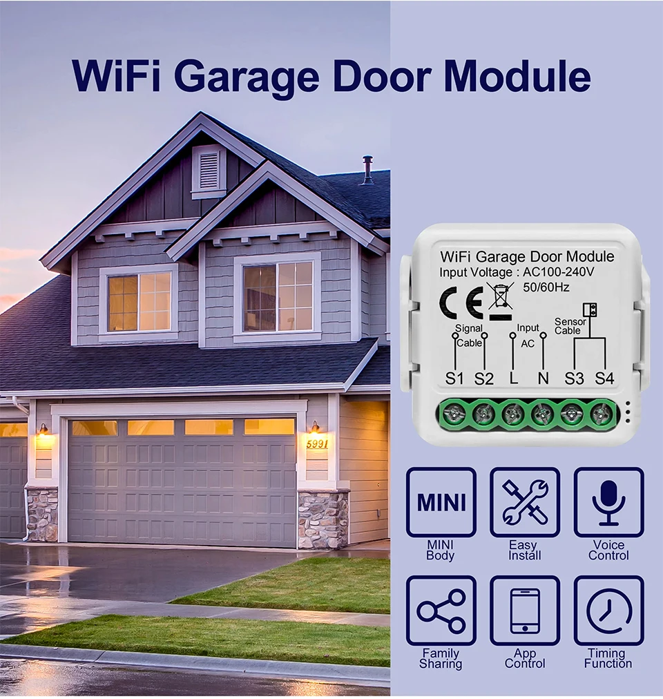 Tuya Smart WiFi Garage Door Switch Door Opener Controller Module