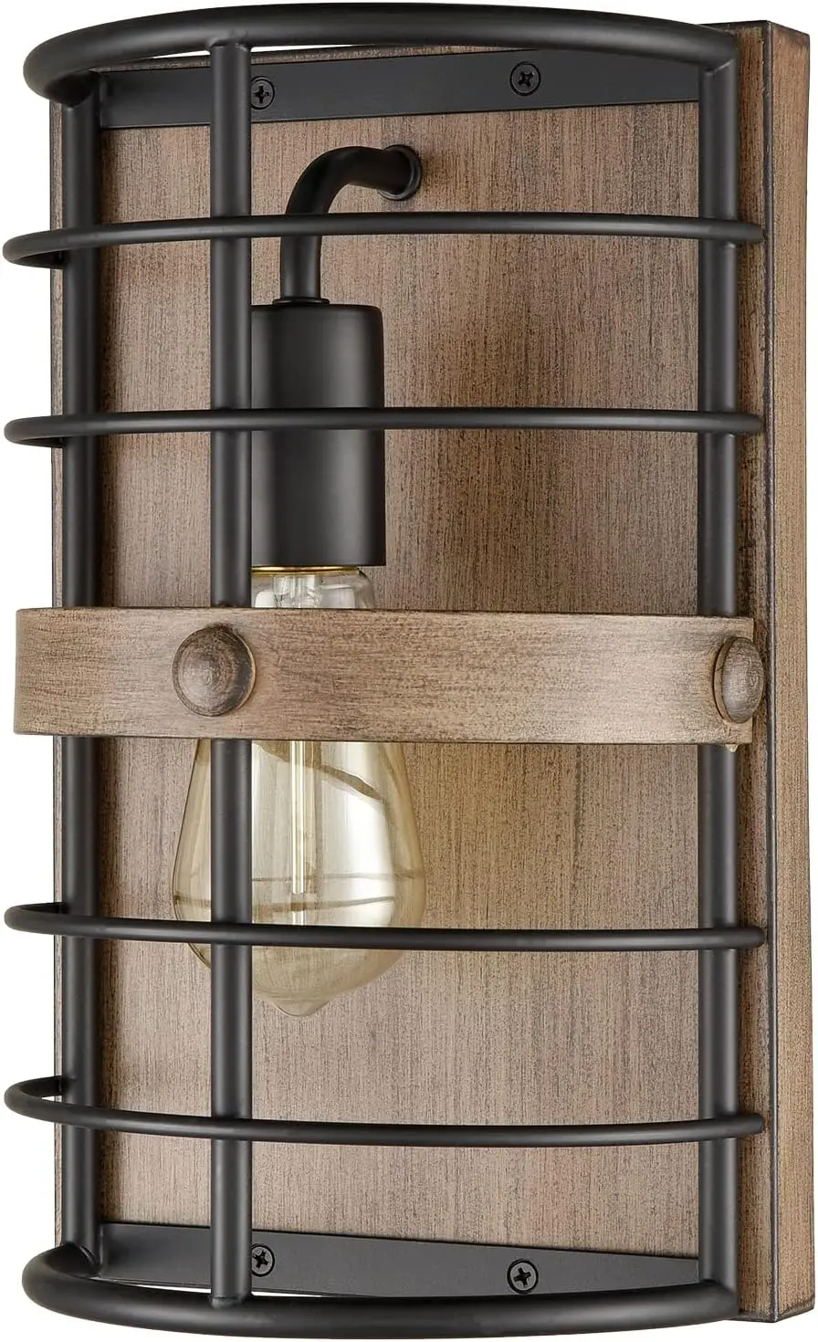 

Sconce Black Light Cage with Wood Grain Finish 1-Light