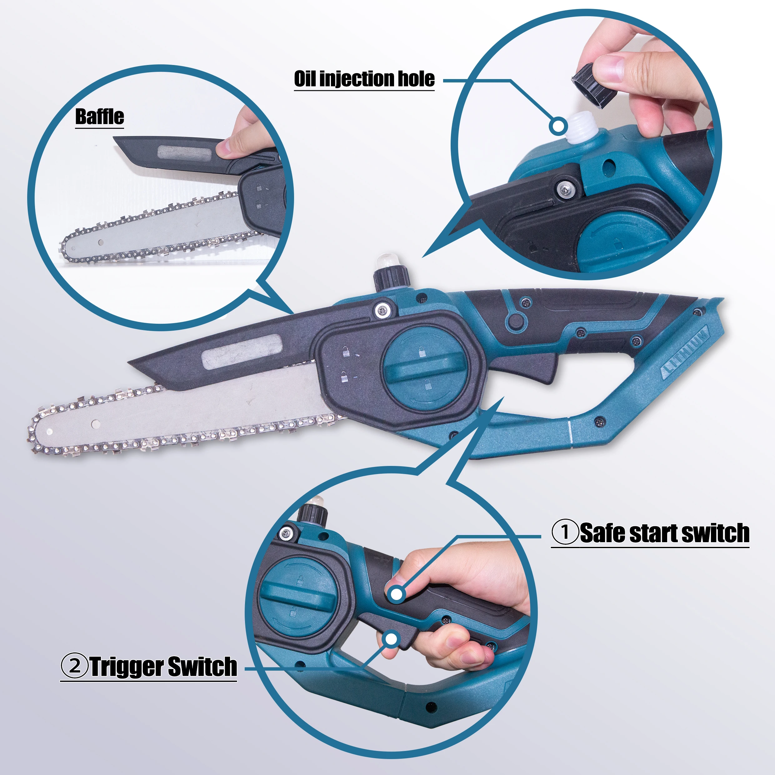 Factory-Sold Mini Chainsaw With 20V Battery Brushless Motor And Slip-free Handle For Tree Cutting And Gardens