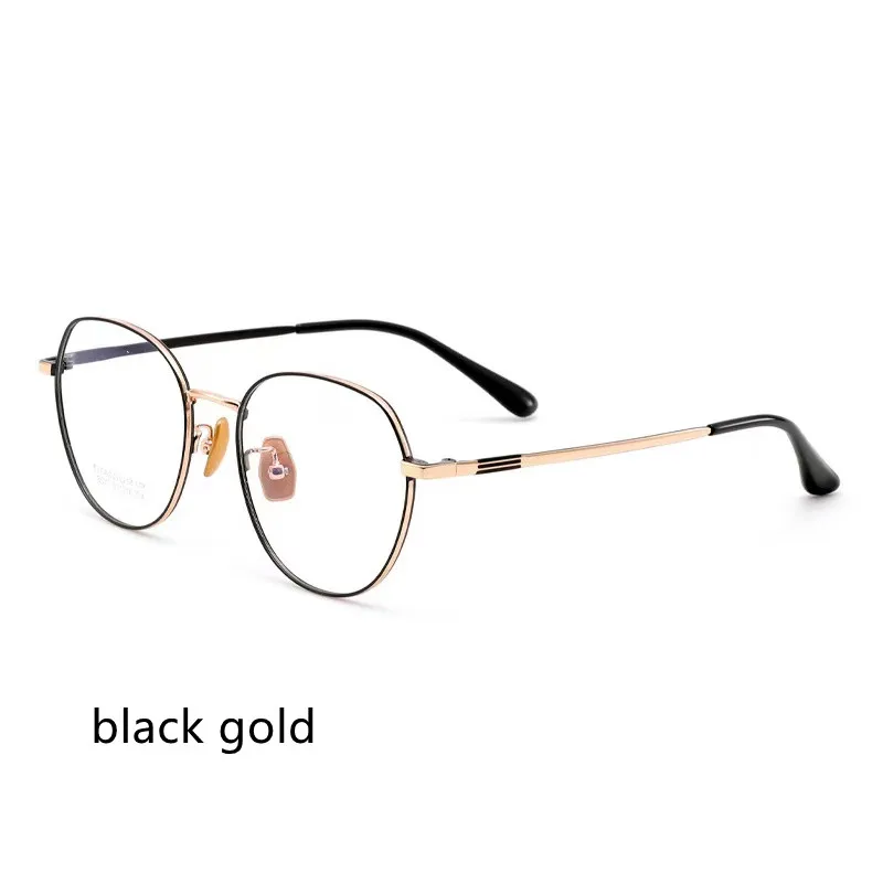 Moojolo 초경량 순수 티타늄 레트로 소형 원형 프레임 안경, 남성 고도 근시 각도 넓은 가장자리 안경 프레임 78517 