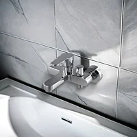 1 ชิ้นห้องน้ําก๊อกน้ําทองเหลืองแตะร้อนและเย็นห้องน้ําผสมวาล์วผสมอ่างอาบน้ําก๊อกน้ําก๊อกน้ําชุด 6