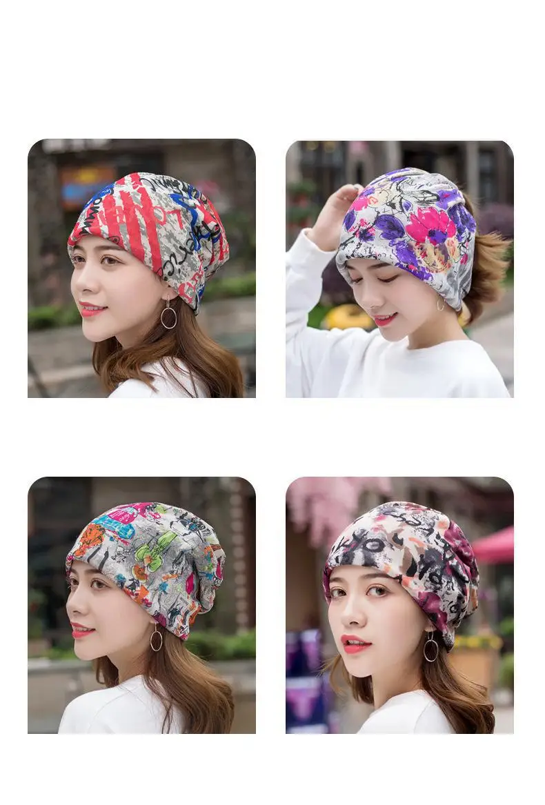 Turban-Mütze für Damen, Kopftuch mit Blumenmuster, winddicht, atmungsaktiv, Sonnenschutz, Outdoor-Beanie, Kopftuch, Baggy Cap, weibliches Kopfbedeckung – Detail 2