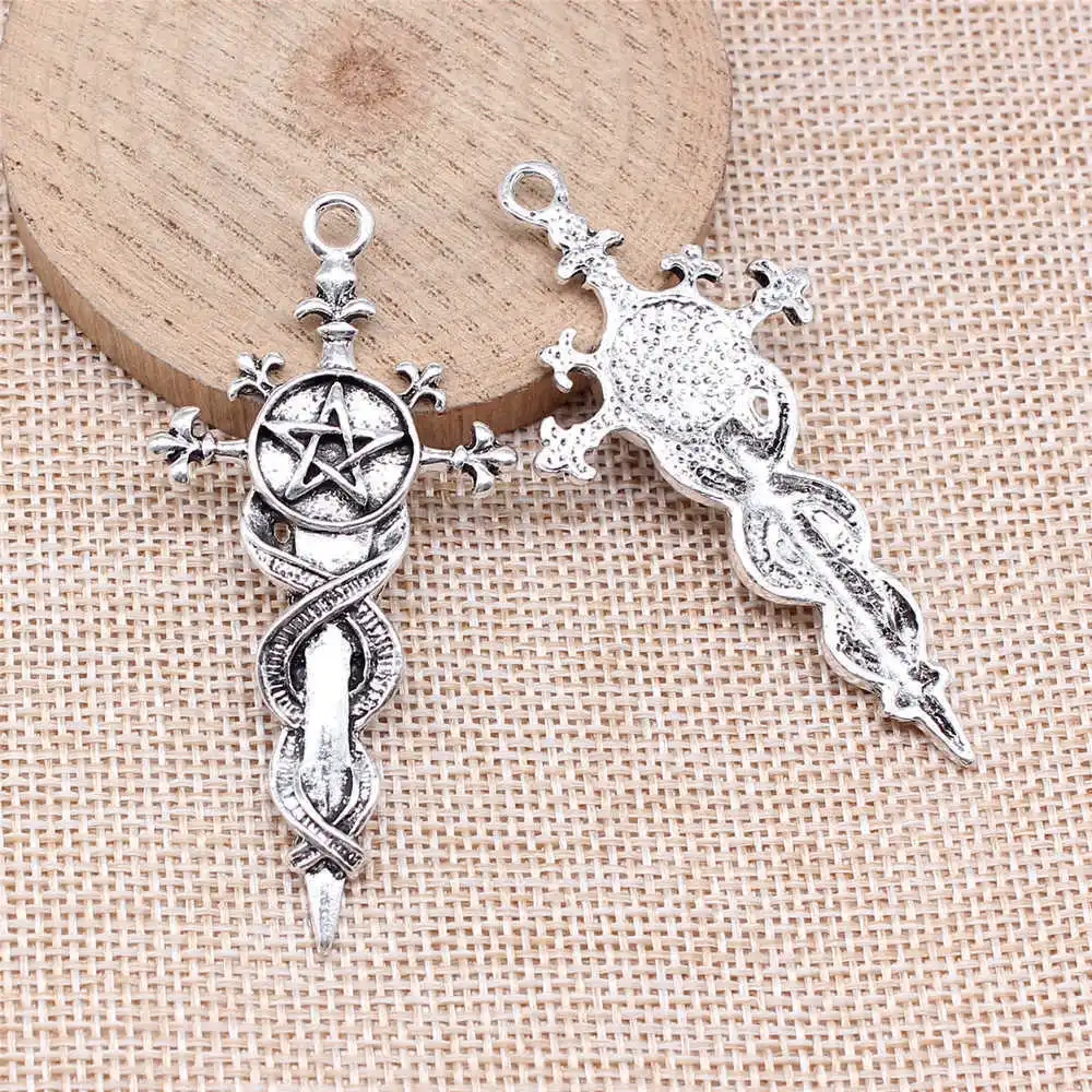 

Decoration Pentagram Sword Charms Jewelry Making 65x31mm 2pcs