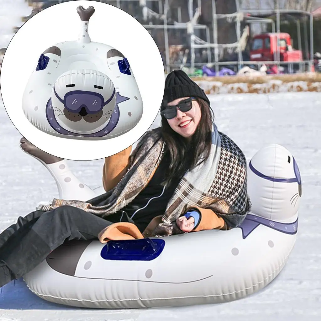 Inflatable Snow Tube Duty Freeze-Resistant 47\'\' Snow Sled Outdoor Winter