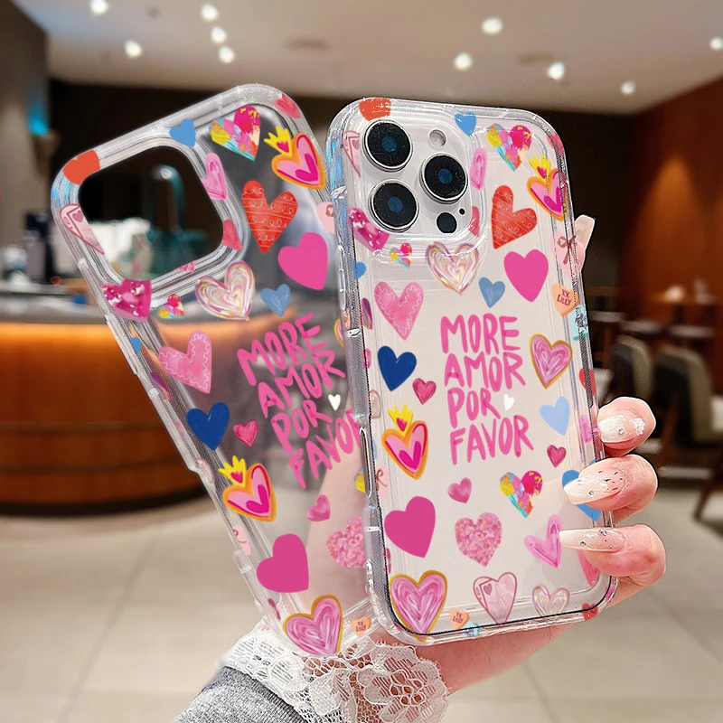 Clear Heart Print Phone Case - Stylish Protective Cover