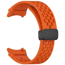 Magnetic Buckle Silicone Watch Band - 20mm Strap with No - Gap Design - Watch 6 classic 43mm (Orange)