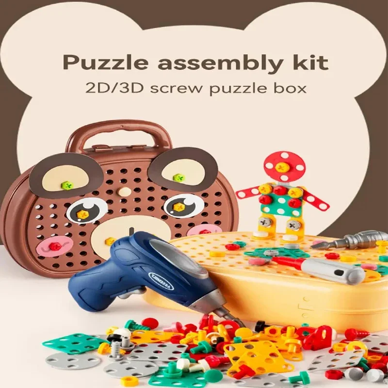 Children Electric Drill Toolbox Driller Games Tool Toy for Boys 4 6 Years Old Montessori Screw Puzzle Kid Pretend Play Toys Gift 3