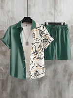 2024 Summer Men S Short Sleeved Shirt Beach Shorts Set Outdoor Everyday Men S Summer Shorts.jpg