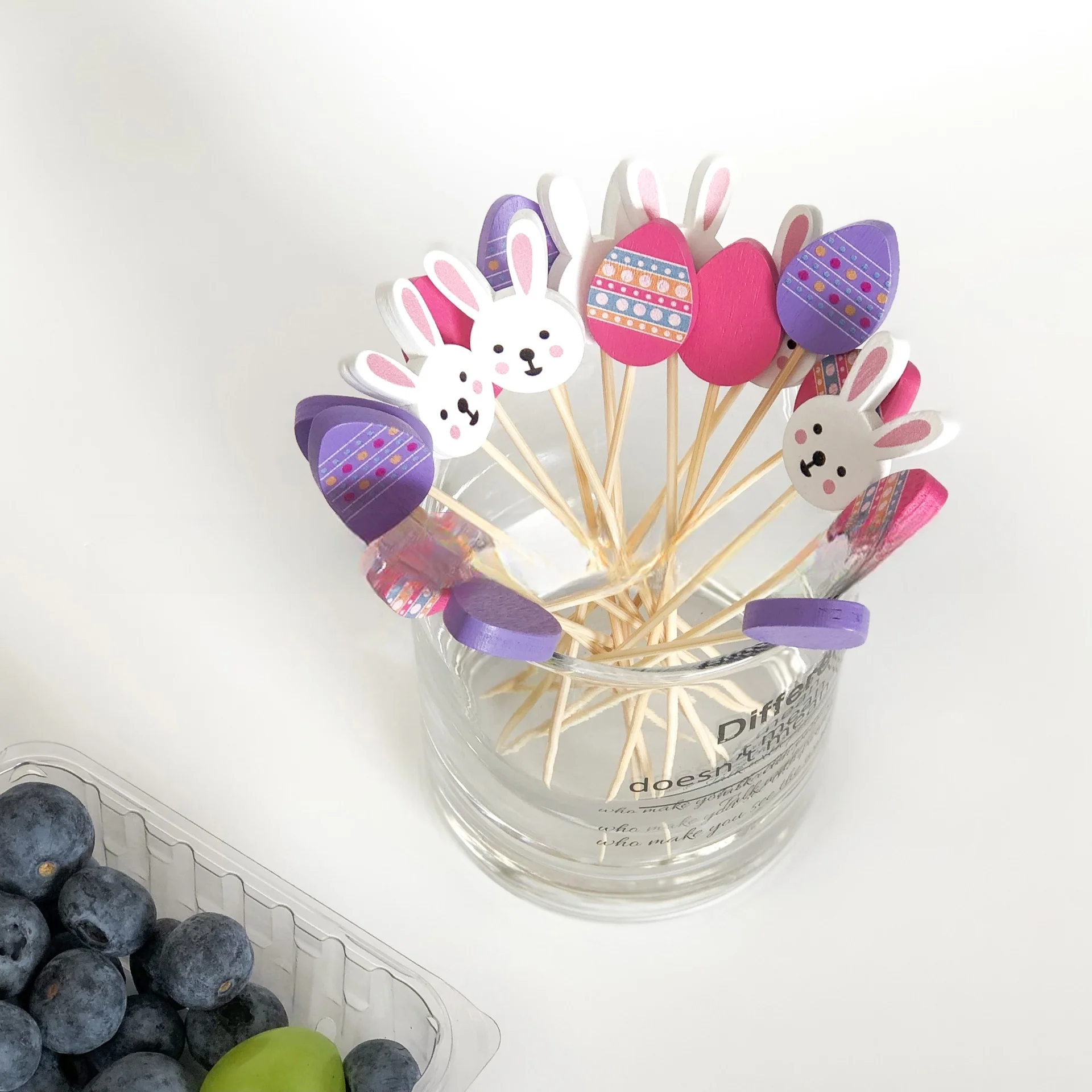 

100pcs Easter Fruit Pick Selection, Easter Cocktail Cake Dessert Salad Sticks Bunny, Wedding Birthday Holiday Party Food Sticks