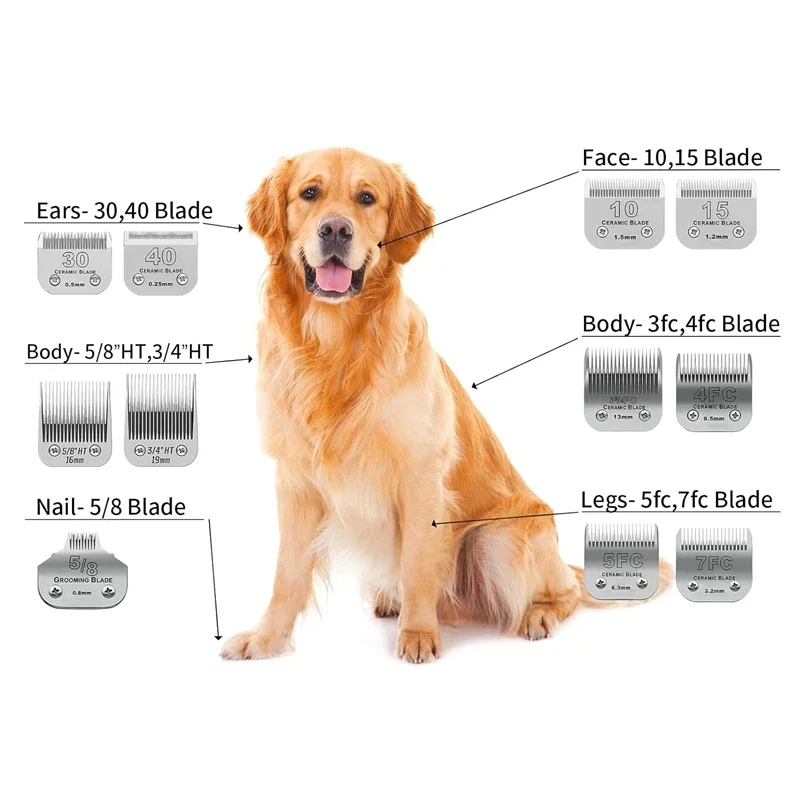 T10 Detachable Pet Dog Grooming Clipper Blade,For most Andis,Oster A5,Wahl KM Clippers ,Cut Length 1/16&rdquo;(1.5mm)