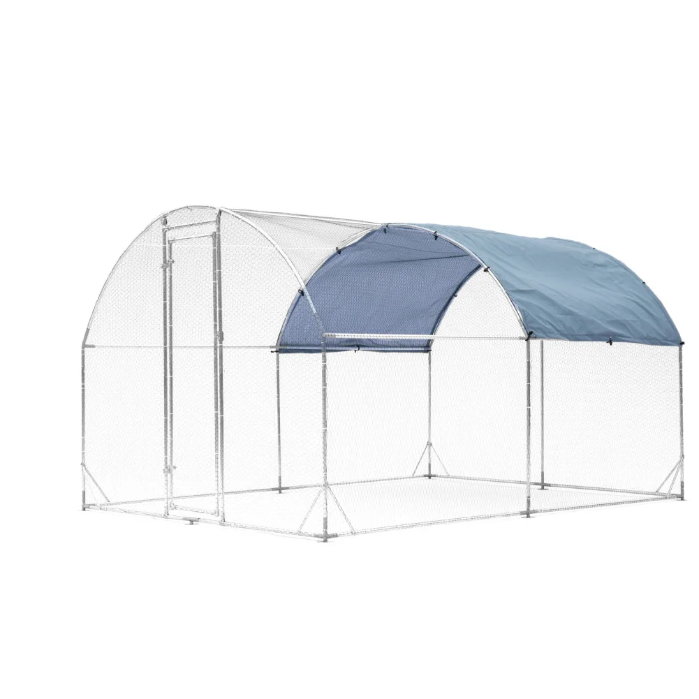 

Metal Chicken Coop With Waterproof Cover Hexagonal Steel Wire Mesh Pet Cage For Chicken Rabbit 9.2'Wx12.5'​​Lx6.5'H