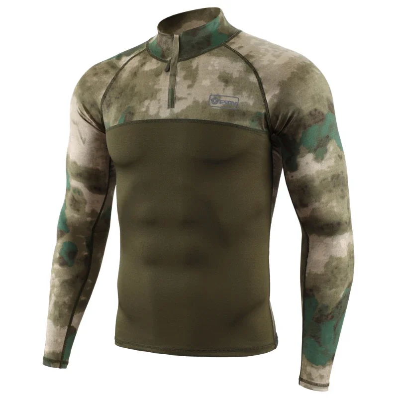 New Mens Camouflage Outdoor Sports Tactical Long Sleeve Tee Casual Long Sleeve Hunting Training Tight T Shirt Tops