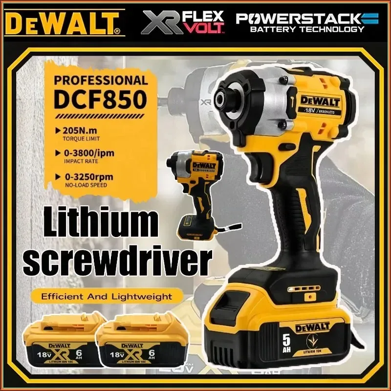 DeWALT 브러시리스 DCF850 3250RPM 임팩트 드라이버 무선 지능형 도구 205N.m 높은 토크 전동 공구 DeWALT 배터리용
