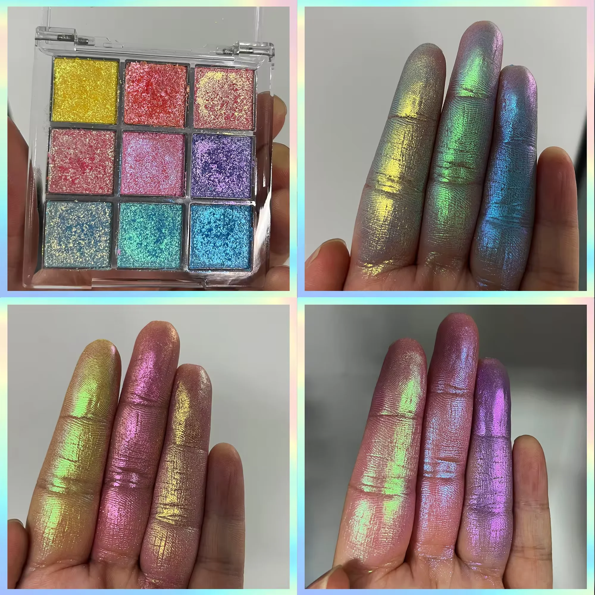 Multi-chrome 9 color eyeshadow palette Perfect Color Shifting High Pigment duochrome multichrome High-end