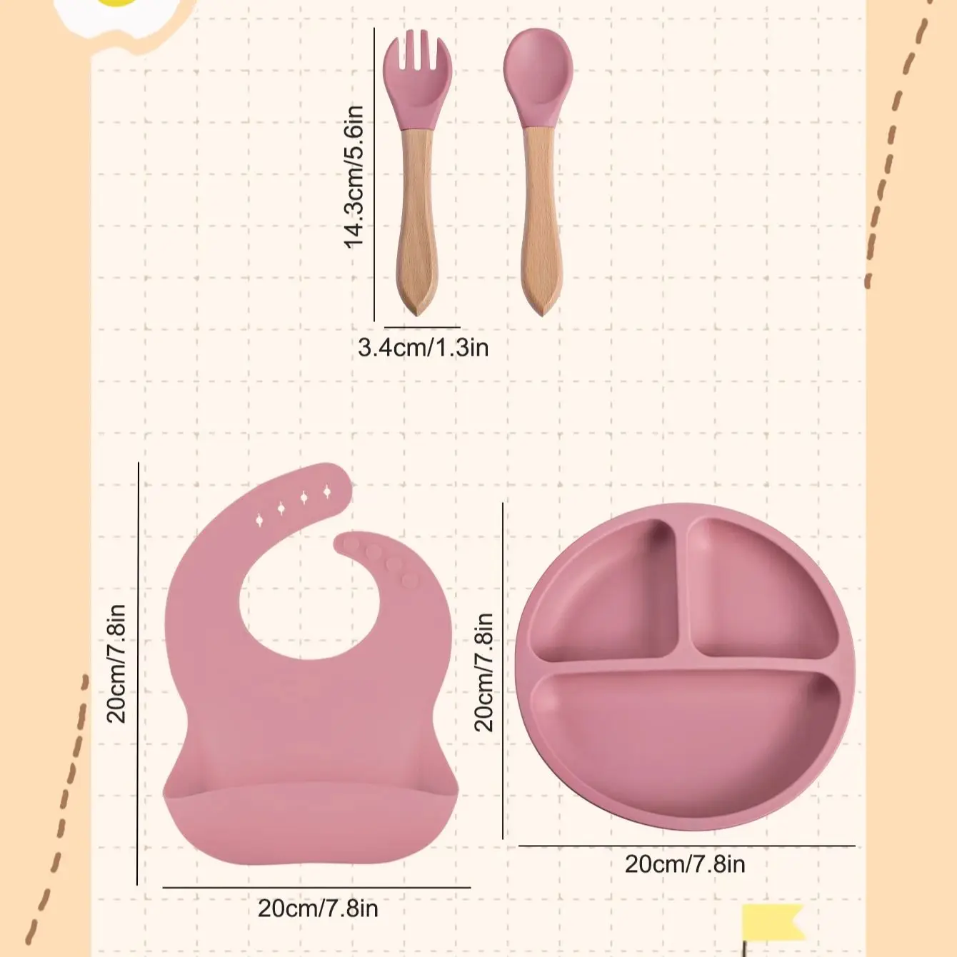 4PCS Baby Soft Silicone Dininer Plate Solid Cute Cartoon Children Dishes Suction Toddle Training Tableware Kids Feeding Bowls 3