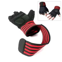 Body Building Gym Training Fitness WeightLifting Red Gloves Wrist Wraps Workout Half Finger For Men &Women 1