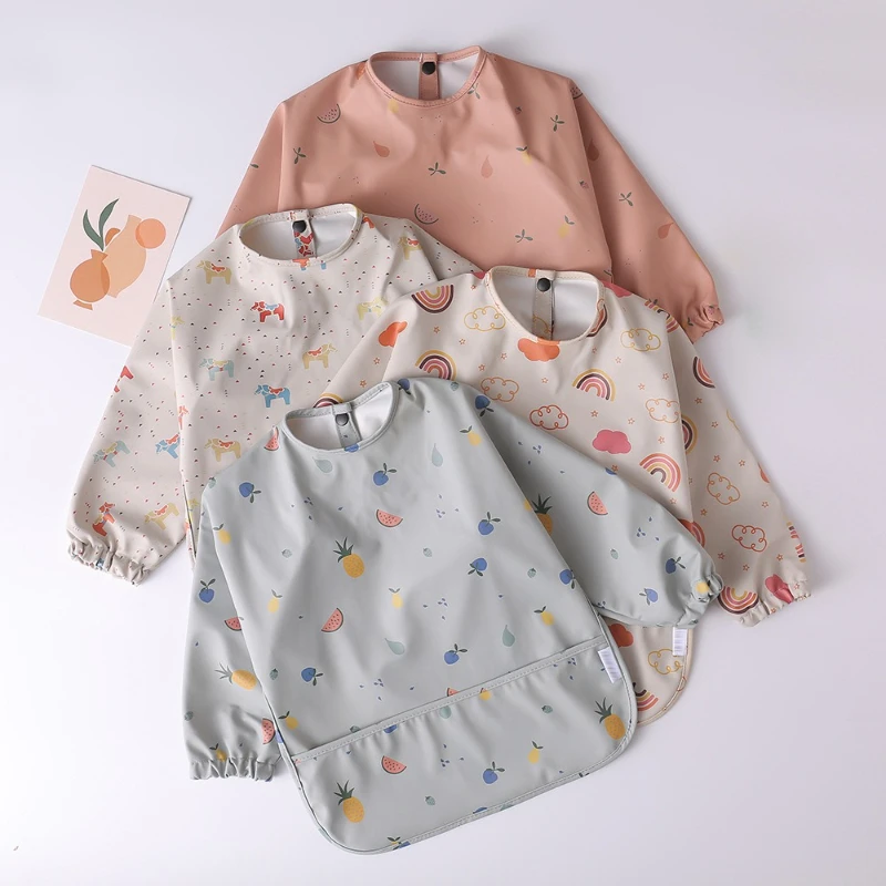 Waterproof Reversible Bib for Children Baby Feeding Bib Soft Waterproof Infant Meal Bib Stain-Resistant Feeding Apron