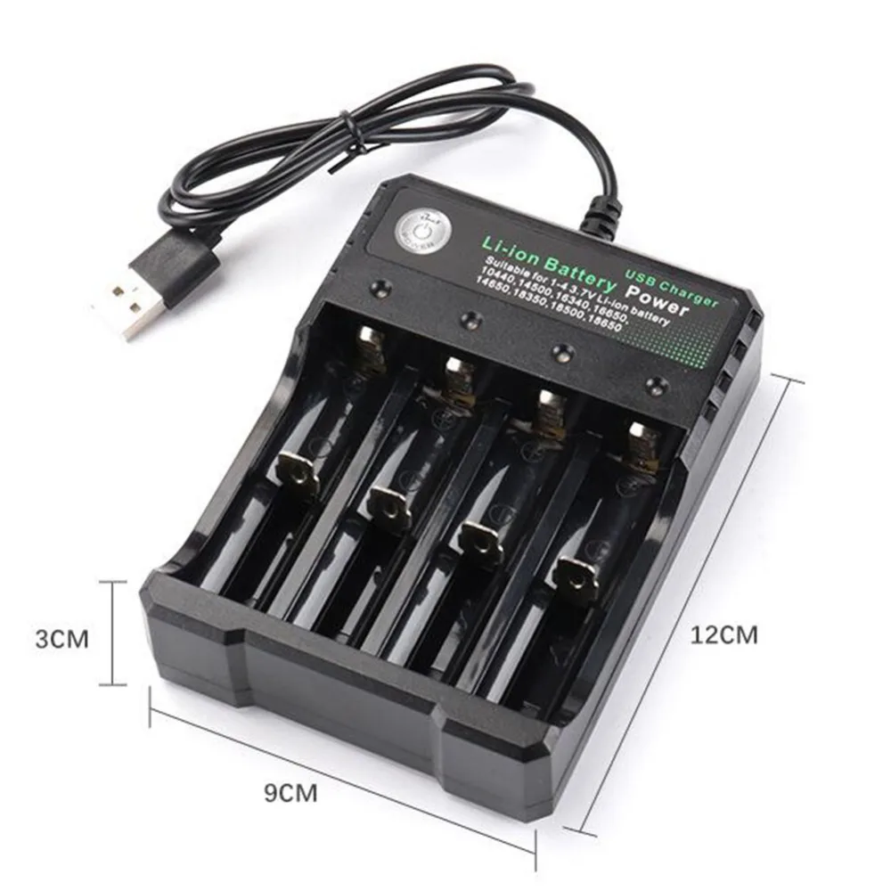 4 Port 18650 Battery Charger 2x 3x 4x Slots Dual 3.7V Rechargeable Lithium Battery USB Charger For 16340 14500 18650 18500 26650