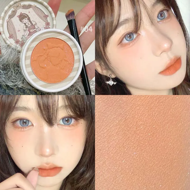 Girl's Relief Blusher Palette Shimmer Rose Low Saturation Powder Blush Matte Natural Rouge Brighten Facial Cheek Contour Makeup 6