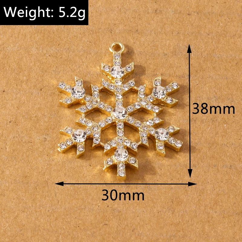 5pcs 38*30mm Luxury Crystal Rhinestone Snowflake Pendant Charms for Jewelry Making Earrings Necklace DIY Accessories Supplies