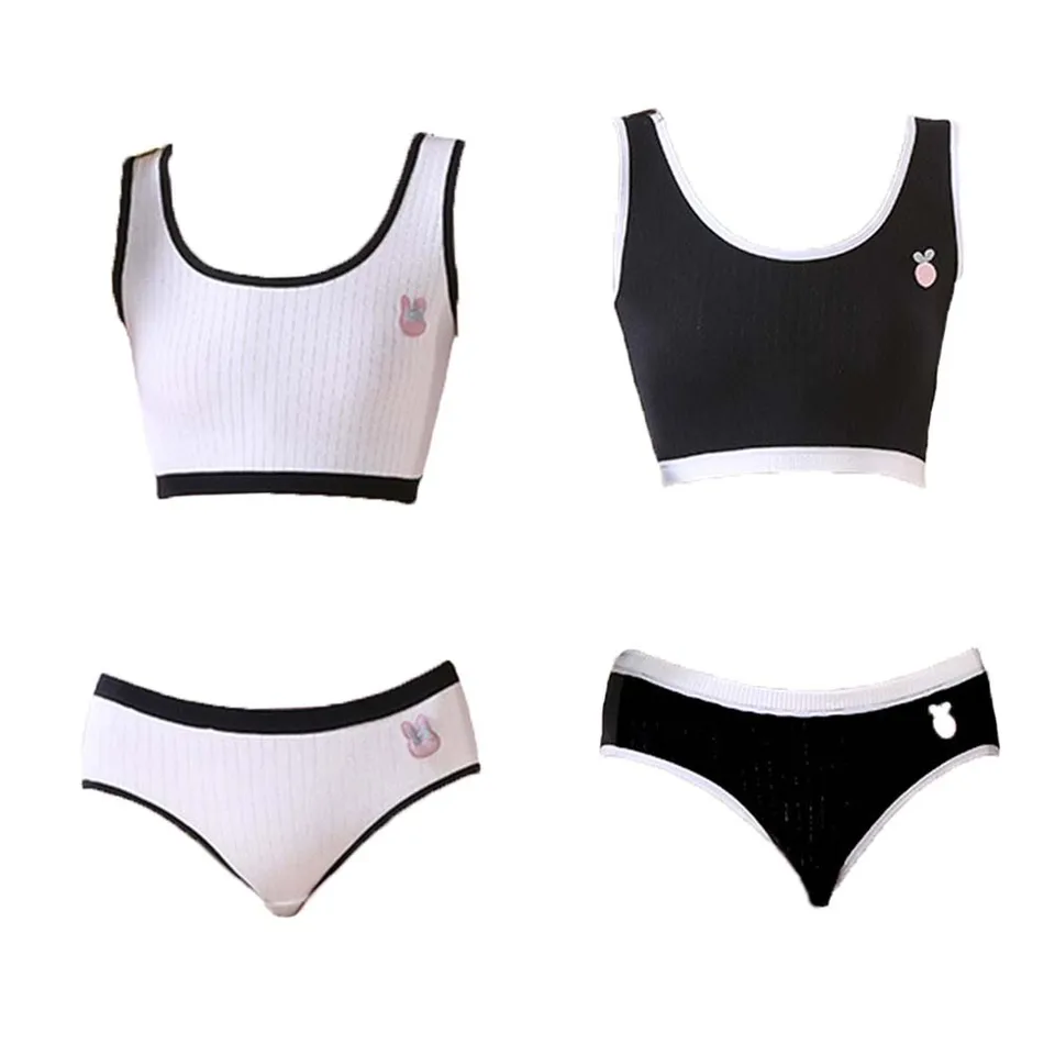 Girls Training Bras Panties Kids Cotton Underwear Sets Young Students Vest  And Boxers Wireless Teenagers Sports Bra Топик - Training Bras - AliExpress