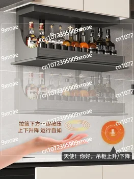 ตะกร้าเก็บของในครัวแบบยกไฟฟ้า อัจฉริยะ ควบคุมด้วยเสียง สัมผัส แบบดึงลง แนวตั้ง อัตโนมัติ อุปกรณ์เสริมสำหรับจัดเก็บในครัว ตู้แขวนในครัว 2