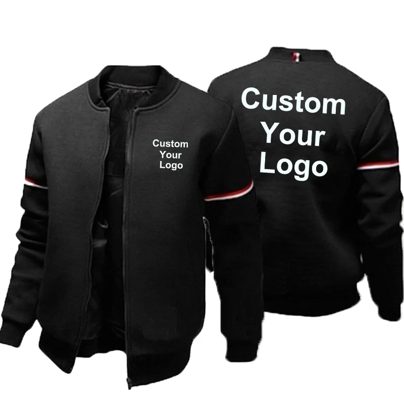 New Style Custom Your Logo Jacket Slim Sports Zipper Jacket Casual Outdoor Clothes Fashion Men Autumn Solid Color Jacket Coat