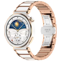 Elegant 18mm Ceramic Watch Strap Bracelet - Huawei GT5 GT4 41mm (Rose Gold)
