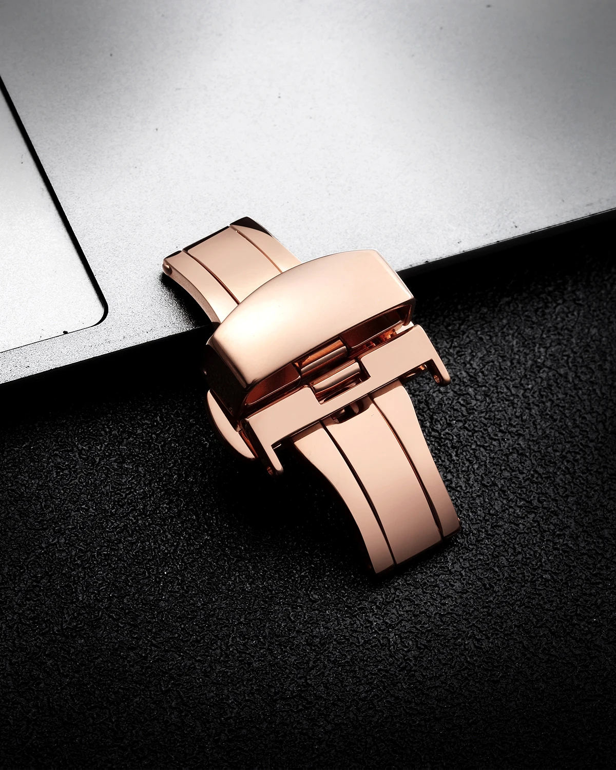 Butterfly Deployment Clasp 12mm 14mm 16mm 18mm 20mm 22mm Stainless Steel Replacement Watch Buckle Silver Black Gold Rose Gold