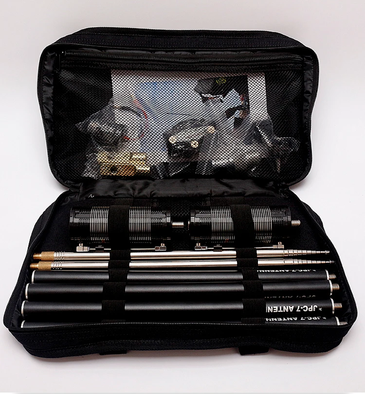 Zilimontt JPC-12 Multi-Band HF Kortgolf voor GP Antenne 7MHz-50MHz 100W QRP voor Amateur Ham Radio 8-Band Draagbare Antenne met Grond Anker en Telescopische Zweep