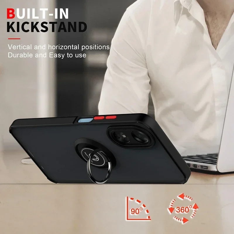 Durable Armor Matte Case with Ring Holder and Magnetic Stand - Shockproof Design
