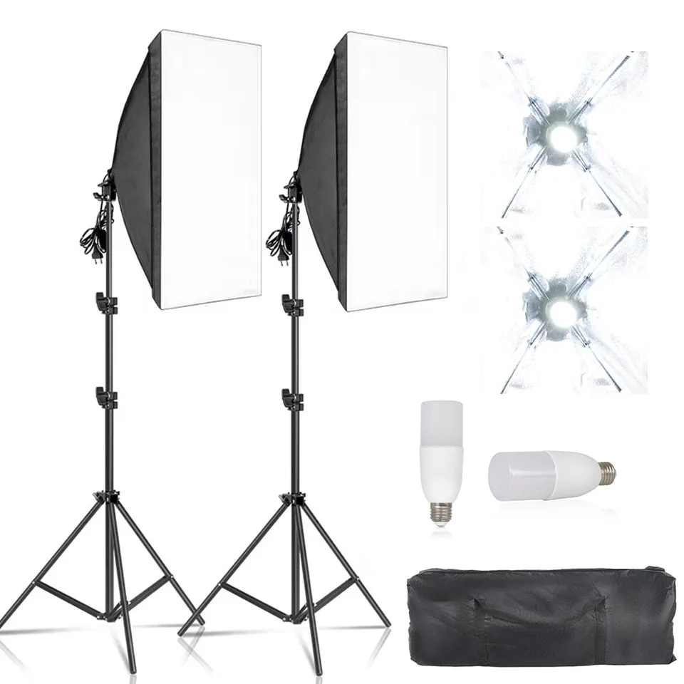 FGen Softbox Photo Studio Set, 2x50x70cm Lampe Photographie, Éclairage