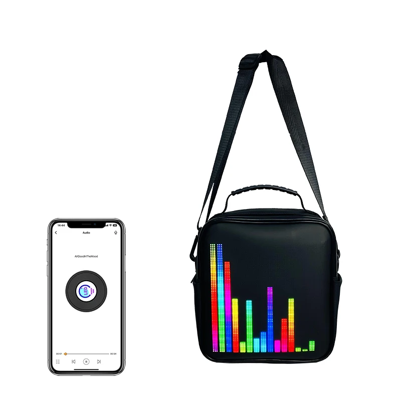 LED Display Sling Bag for Men and Women 64x64 Dots Full Color Screen Backpack APP Control Dynamic Advertising Crossbody Bags