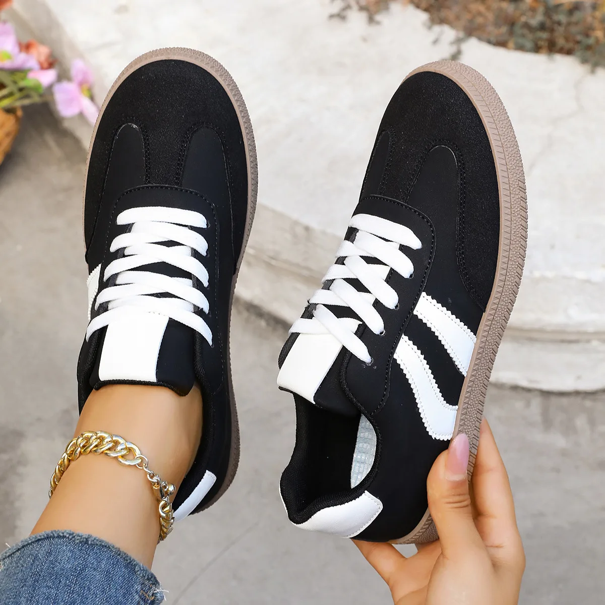 Spring Autumn Platform Sneakers Women Fashion Mixed Colors Lace-Up Sport Shoes Woman Comfortable Non Slip Flat Trainers Female