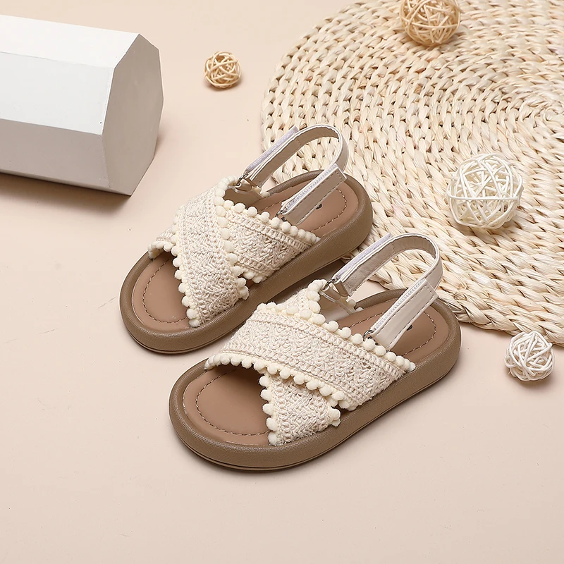 Girls Summer Beach Shoes Ethnic Style Kids Casual Sandals Soft Sole Fashion Children Retro Princess Shoes 2024 Summer New - 5