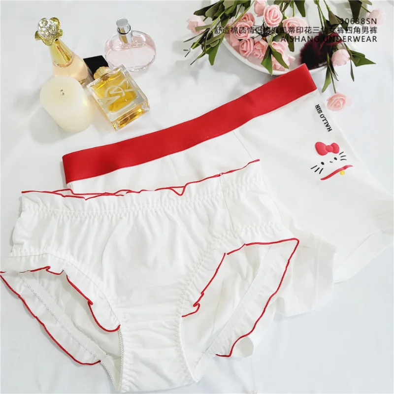 Kawaii Sanrio Hello Kitty Cotton Panties Cartoon Sanrio Comfortable  Breathable Hot Girl Underwear Couple Underwear Girl