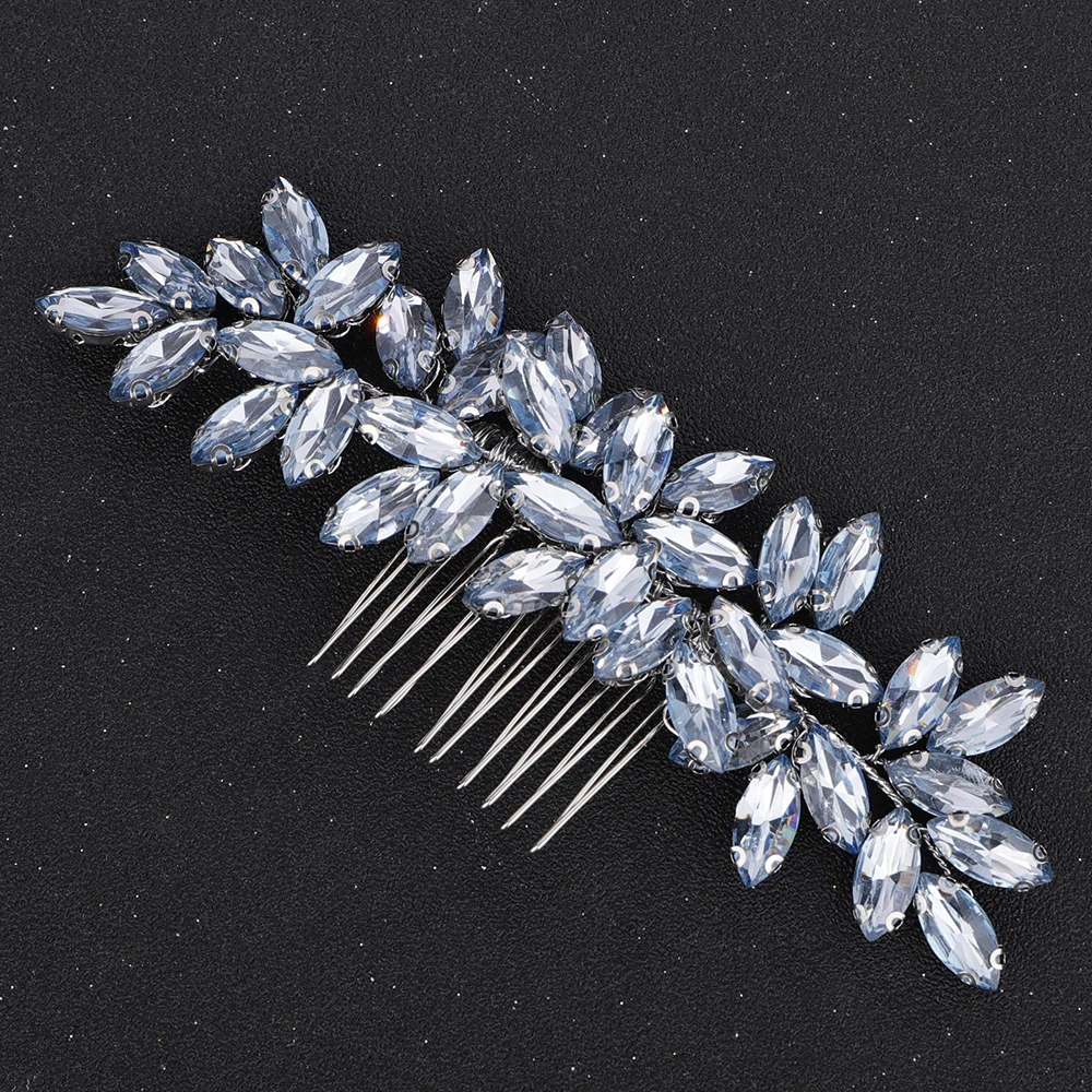 Saa650bde5cf8491fbf98a7d6186e4d9f4 Fashion Rhinestone Hair Comb for Bridal Headpiece 9 Color Wedding Hair Accessories Women Handmade Tiara Headdress Party Headwear Mallzona