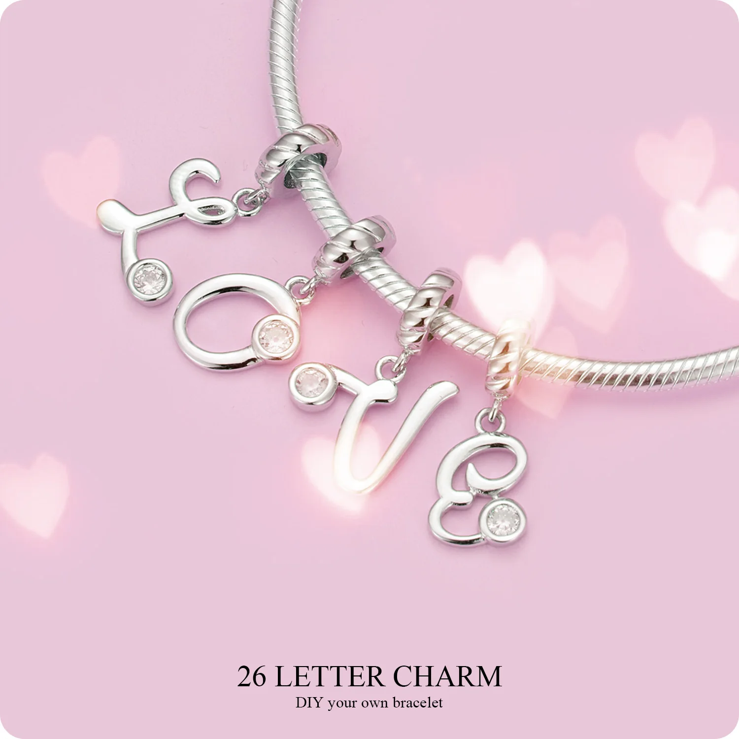 925er Sterling Silber Alphabet Anhänger Mit Kristall – Personalisierbarer Charm Für Armbänder Von Pandora & Co.