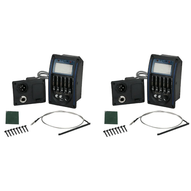 

2X 5-полосный пренер LC5 звукосниматель акустической гитары предусилитель EQ ЖК-тюнер пьезоэквалайзер