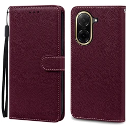 Dual Size Flip Leather Wallet Phone Case - Premium Book Cover Coque s Etui for Redmi A5 173.3mm (Wine Red)