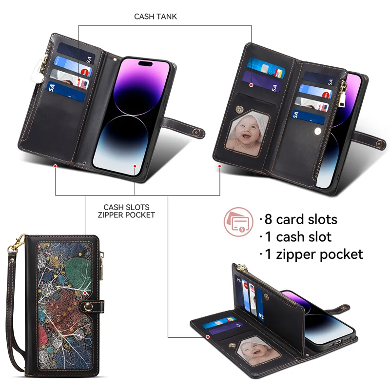 multi para OPPO, carteira de couro, carteira,