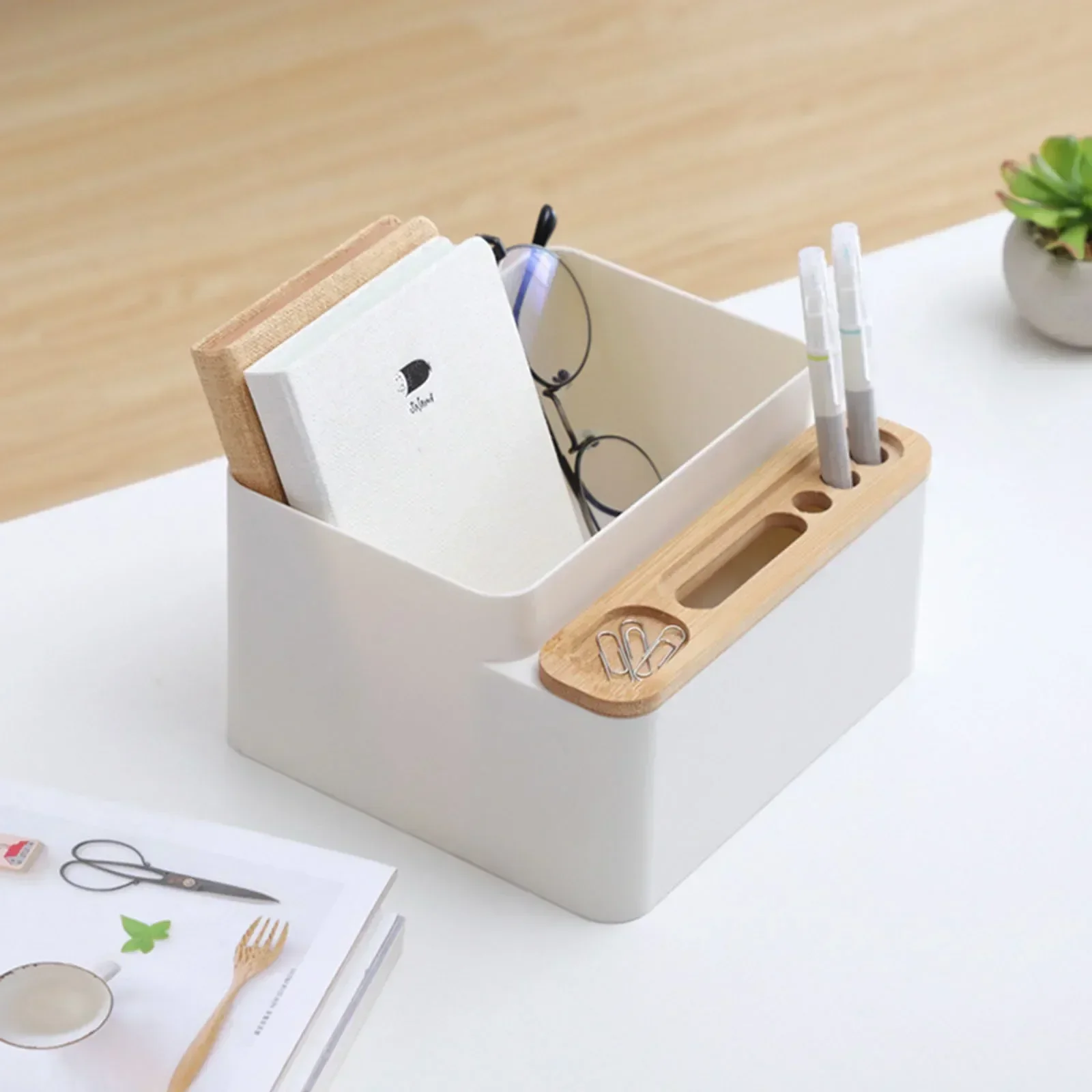 

Desktop Pencil School Box Holder#g30 Holder Storage Stationery Multi-function Pen Organizer Wood Office Case Pen Phone