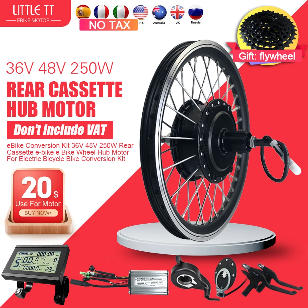 

Electric Bicycle Conversion Kit 16-29 Inch 700C eBIKE Conversion Kit 36V 48V 250W EBike Brushless Rear Cassette Hub Motor wheel