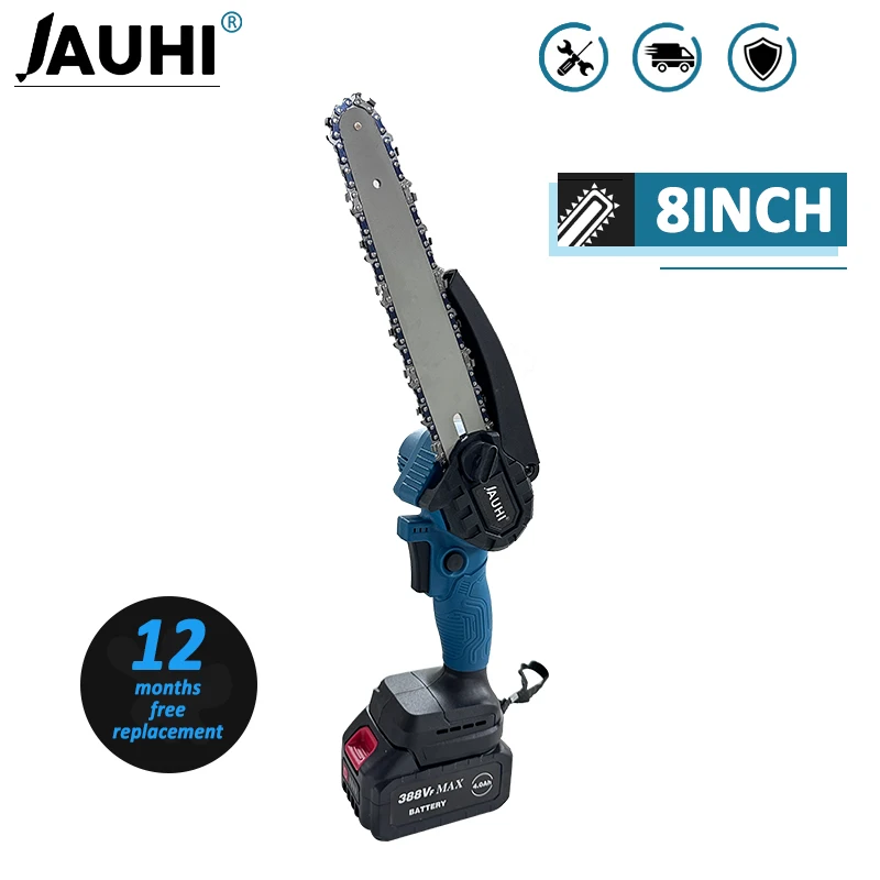 

JAUHI 8 Inch Electric Chain Saw Handheld Portable Chainsaw Tree Wood Cutter Pruning Garden Power Tools For Makita 18V Battery