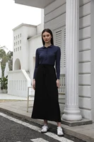 AP 2025 printemps et été femmes col rabattu t-shirt doux dame coton mélange jupe confortable décontracté 5