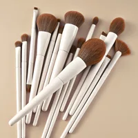 15pcs Makeup Brushes Custom Logo White Color Brown Hair Makeup  Brush Set Private Label Pro Beauty Tools Wholesale 5set/lot 2