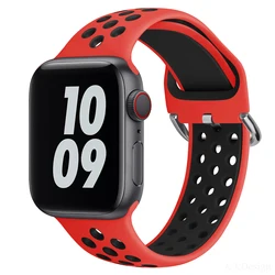 Universal Silicone Smartwatch Strap - Fits 42mm to 49mm Watches - 42mm - 44mm - 45mm - 49mm (Red black)